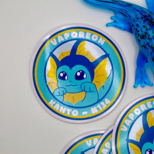 Vaporeon Vinyl Sticker - Pokemon Sticker - Weatherproof Die Cut Sticker - Cute Pokemon Sticker