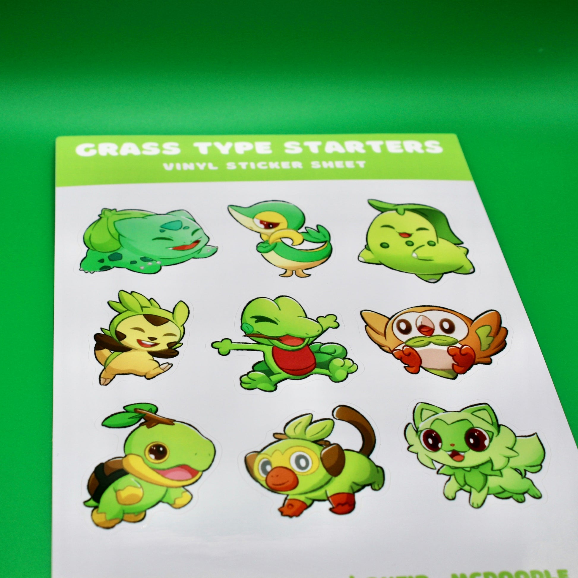 Grass Type Pokemon Sticker Sheet - Pokemon Sticker Sheet - Kawaii Stationary - Cute Sticker Sheet - Planner Organisation Stickers