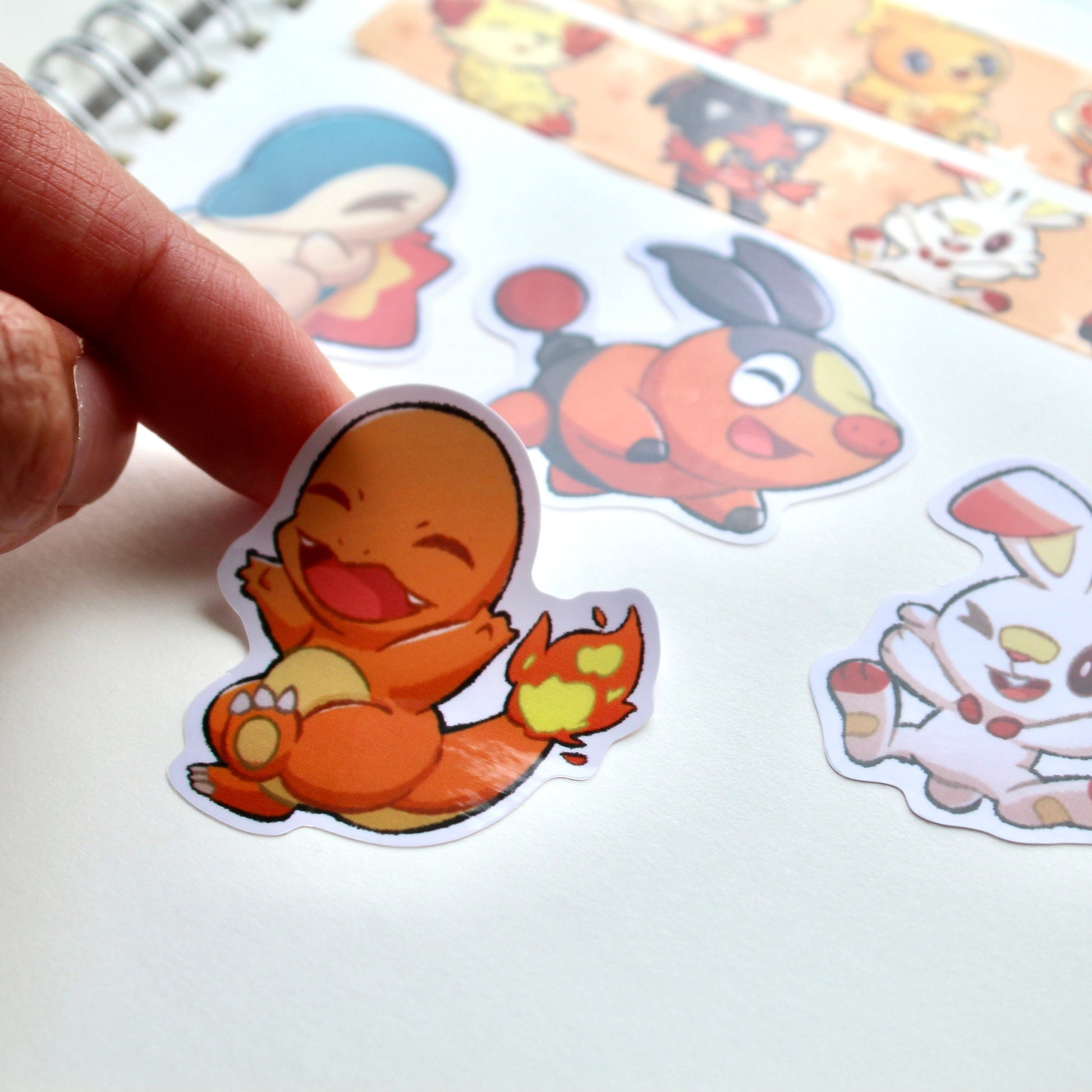 Pokemon Reusable Sticker Book Fire Type Starters - Pokemon Notebook - A5 Reusable Sticker Book - Cute Pokemon Sticker Book