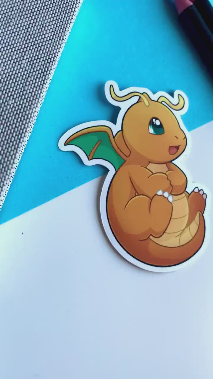 Dragonite Vinyl Sticker - Pokemon Sticker - Weatherproof Die Cut Sticker - Cute Pokemon Sticker