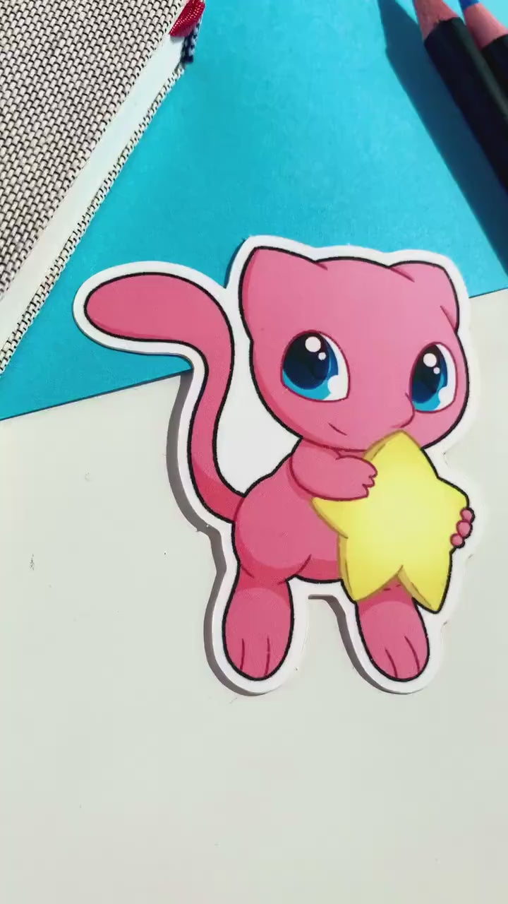 Mew Star Vinyl Sticker - Pokemon Sticker - Weatherproof Die Cut Sticker - Cute Pokemon Sticker