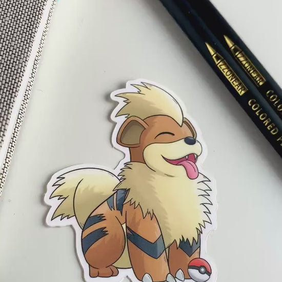 Growlithe Vinyl Sticker - Pokemon Sticker - Weatherproof Die Cut Sticker - Cute Pokemon Sticker