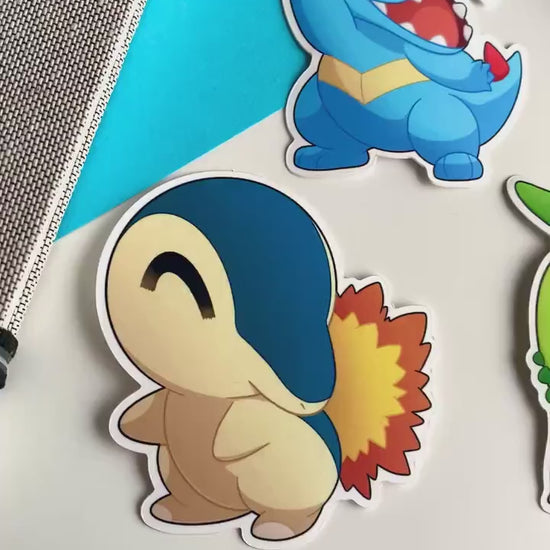 Johto Starters Vinyl Sticker Set - Pokemon Sticker - Weatherproof Die Cut Sticker - Cyndaquil Totodile Chikorita Pokemon Sticker