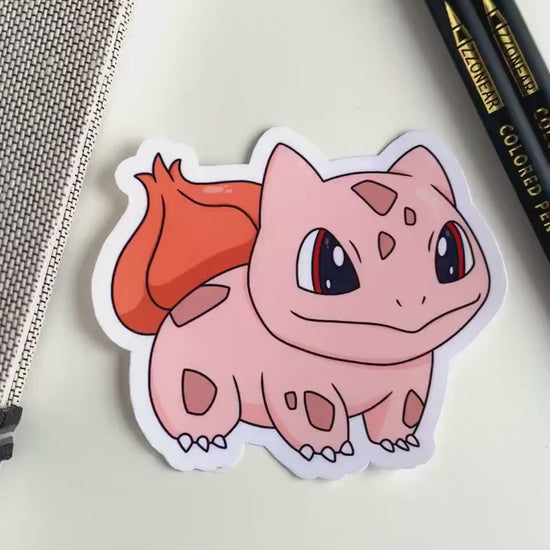 Bulbasaur Autumn Vinyl Sticker - Pokemon Sticker - Weatherproof Die Cut Sticker - Cute Pokemon Sticker