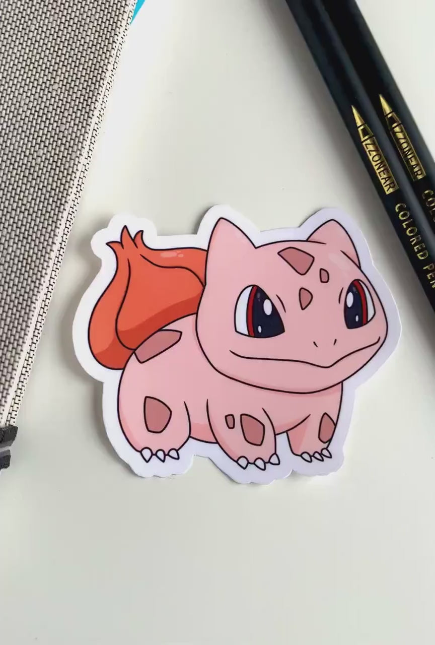 Bulbasaur Autumn Vinyl Sticker - Pokemon Sticker - Weatherproof Die Cut Sticker - Cute Pokemon Sticker