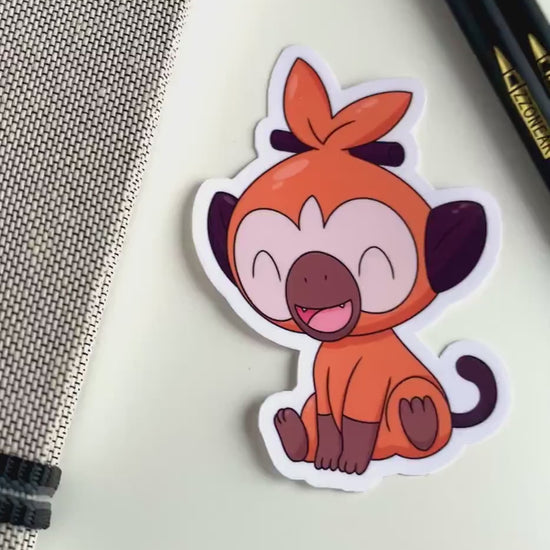 Grookey Autumn Vinyl Sticker - Pokemon Sticker - Weatherproof Die Cut Sticker - Cute Pokemon Sticker