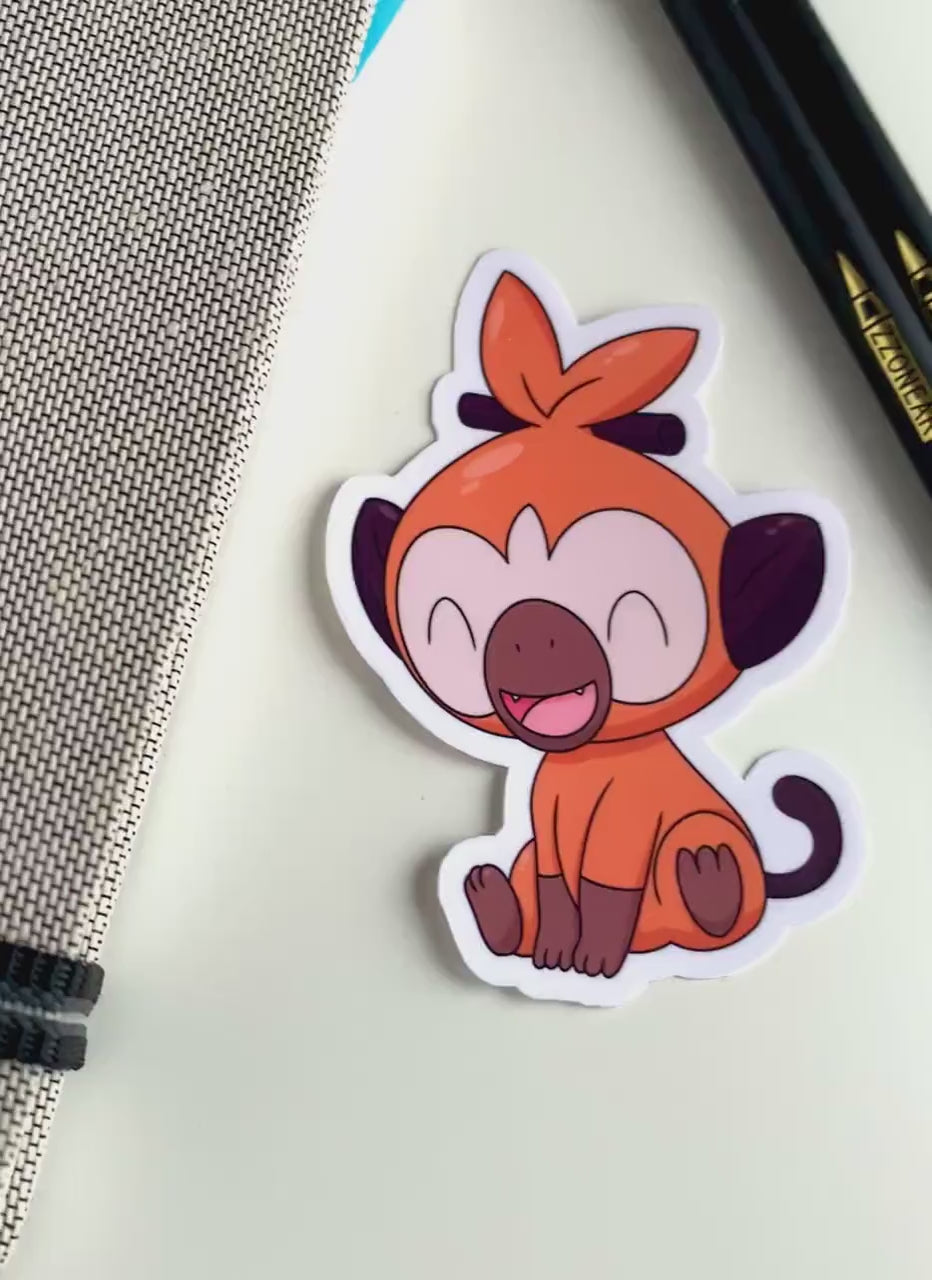 Grookey Autumn Vinyl Sticker - Pokemon Sticker - Weatherproof Die Cut Sticker - Cute Pokemon Sticker