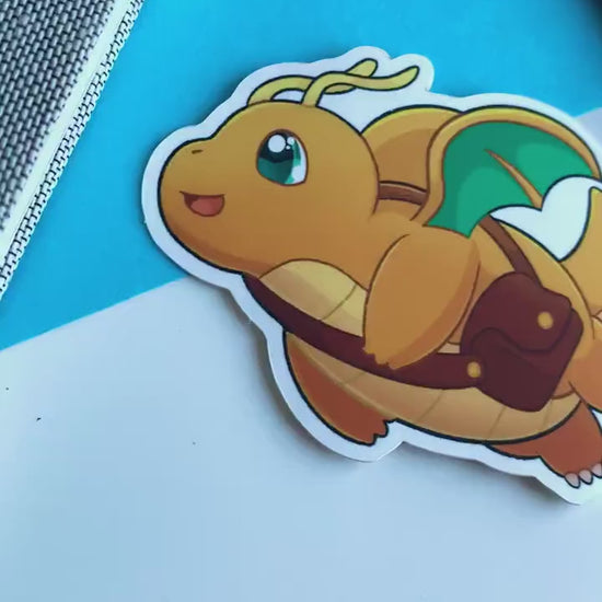 Dragonite Delivery Vinyl Sticker - Pokemon Sticker - Weatherproof Die Cut Sticker - Cute Pokemon Sticker