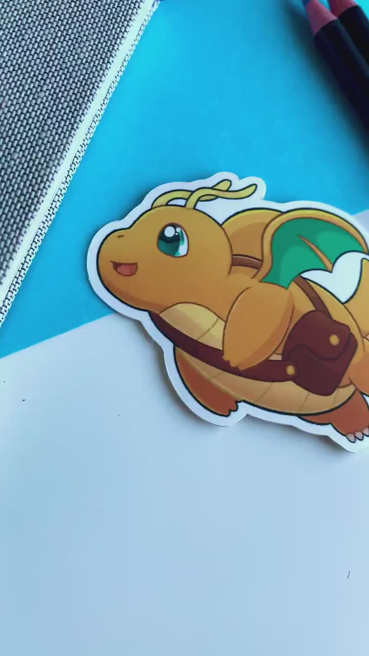 Dragonite Delivery Vinyl Sticker - Pokemon Sticker - Weatherproof Die Cut Sticker - Cute Pokemon Sticker