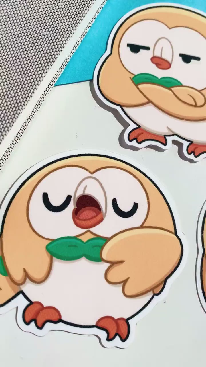 Rowlet Vinyl Sticker Set - Pokemon Sticker - Weatherproof Die Cut Sticker - Cute Pokemon Sticker