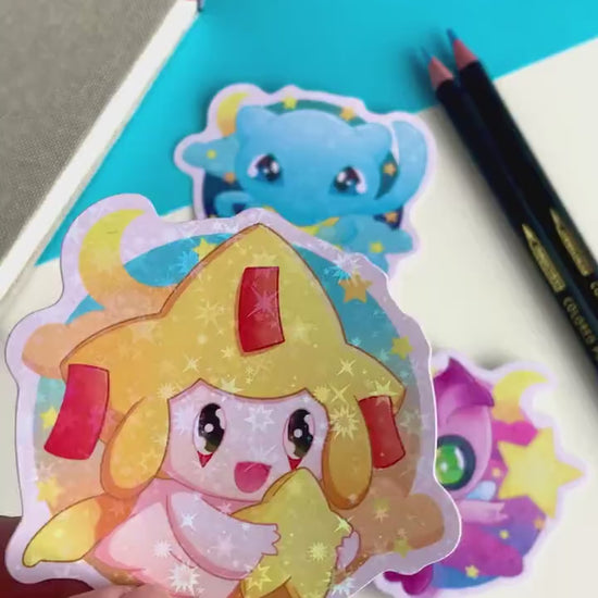 Shining Legends Vinyl Sticker Set - Pokemon Sticker - Weatherproof Die Cut Sticker - Cute Mew Jirachi Celebi Pokemon Sticker