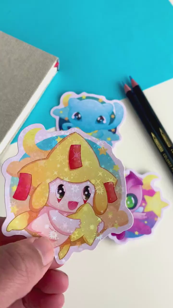 Shining Legends Vinyl Sticker Set - Pokemon Sticker - Weatherproof Die Cut Sticker - Cute Mew Jirachi Celebi Pokemon Sticker