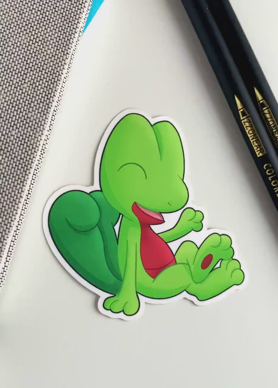 Treecko Vinyl Sticker - Pokemon Sticker - Weatherproof Die Cut Sticker - Cute Pokemon Sticker