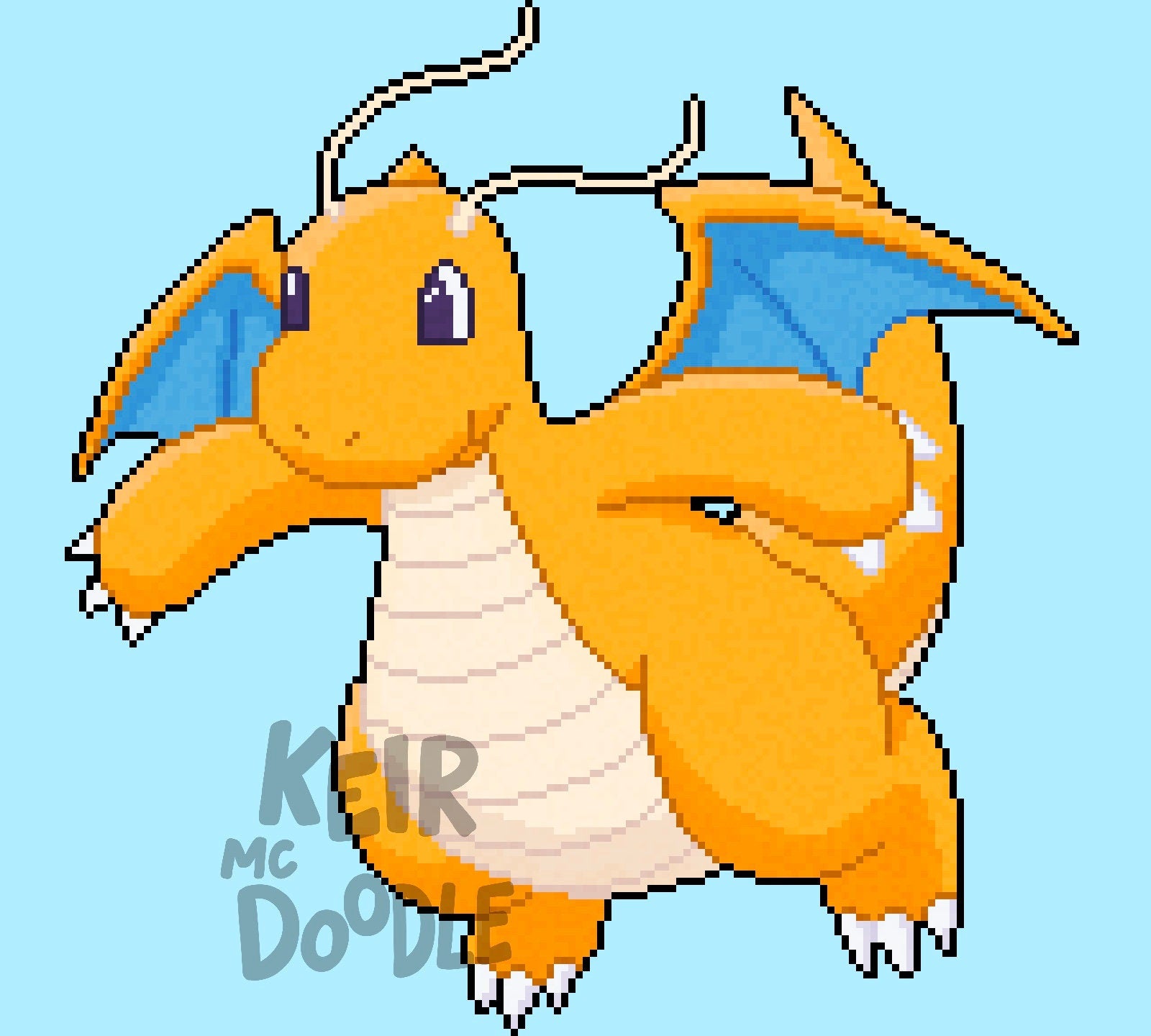 Dragonite Pixel Vinyl Sticker - Pokemon Sticker - Weatherproof Die Cut Sticker - Cute Pokemon Sticker