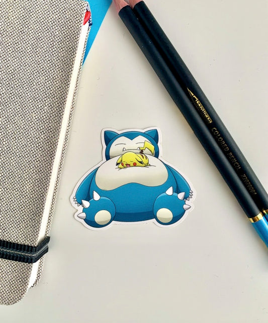 Snorlax & Pikachu Vinyl Sticker - Pokemon Sticker - Weatherproof Die Cut Sticker - Cute Pokemon Sticker