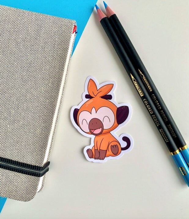 Grookey Autumn Vinyl Sticker - Pokemon Sticker - Weatherproof Die Cut Sticker - Cute Pokemon Sticker