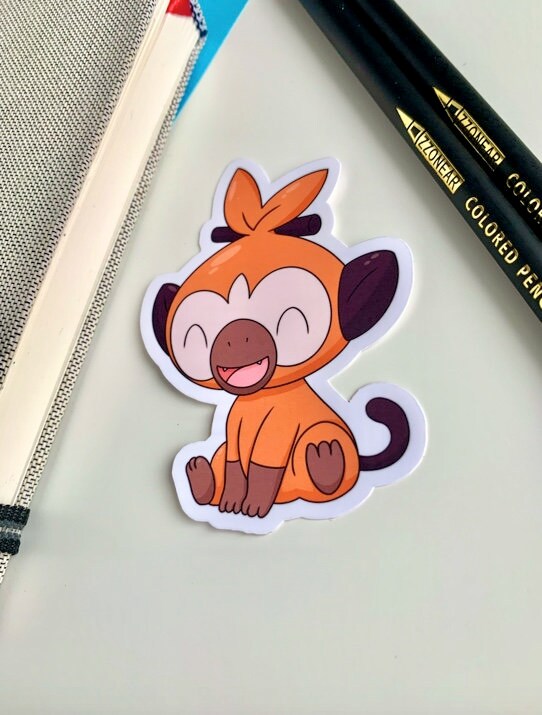 Grookey Autumn Vinyl Sticker - Pokemon Sticker - Weatherproof Die Cut Sticker - Cute Pokemon Sticker