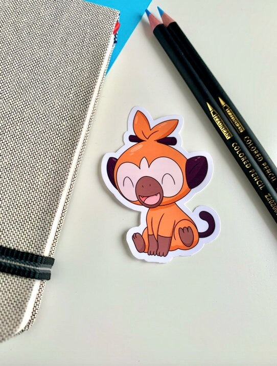 Grookey Autumn Vinyl Sticker - Pokemon Sticker - Weatherproof Die Cut Sticker - Cute Pokemon Sticker