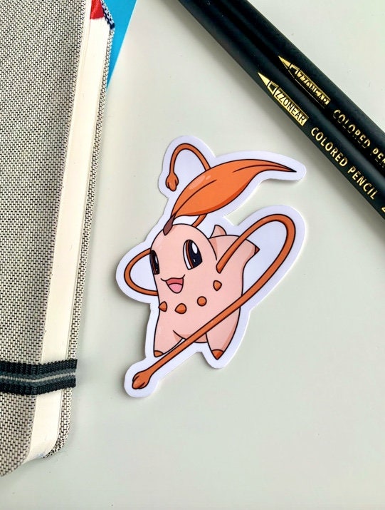 Chikorita Autumn Vinyl Sticker - Pokemon Sticker - Weatherproof Die Cut Sticker - Cute Pokemon Sticker