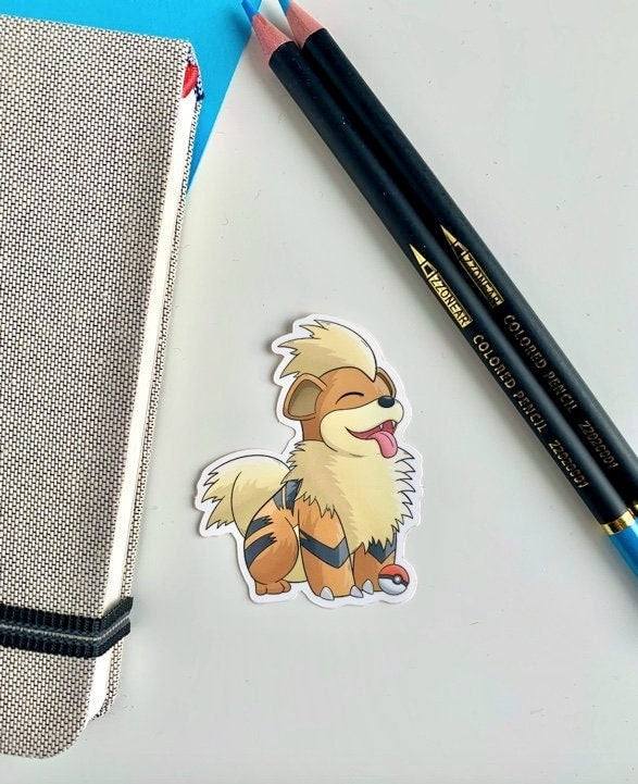 Growlithe Vinyl Sticker - Pokemon Sticker - Weatherproof Die Cut Sticker - Cute Pokemon Sticker