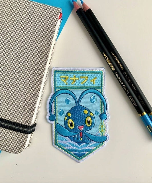 Manaphy Embroidered Iron On Patch - Pokemon Embroidered Iron On Patch - Cute Pokemon Patch