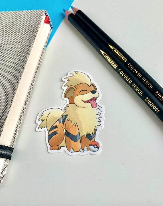 Growlithe Vinyl Sticker - Pokemon Sticker - Weatherproof Die Cut Sticker - Cute Pokemon Sticker