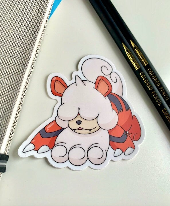 Hisui Growlithe Vinyl Sticker - Pokemon Sticker - Weatherproof Die Cut Sticker - Cute Pokemon Sticker