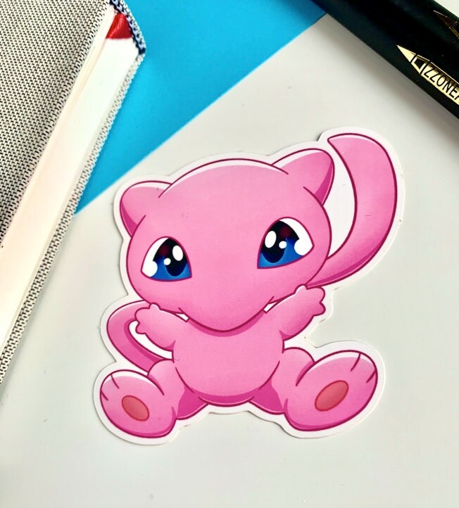 Mew Vinyl Sticker - Pokemon Sticker - Weatherproof Die Cut Sticker - Cute Pokemon Sticker