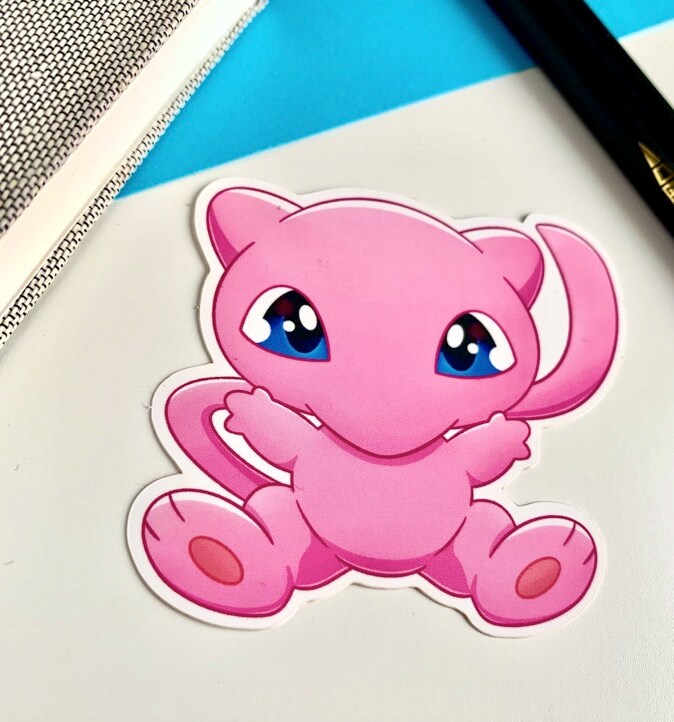 Mew Vinyl Sticker - Pokemon Sticker - Weatherproof Die Cut Sticker - Cute Pokemon Sticker