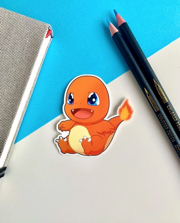 Kanto Starters Vinyl Sticker Set - Pokemon Sticker - Weatherproof Die Cut Sticker - Cute Charmander Squirtle Bulbasaur Pokemon Sticker