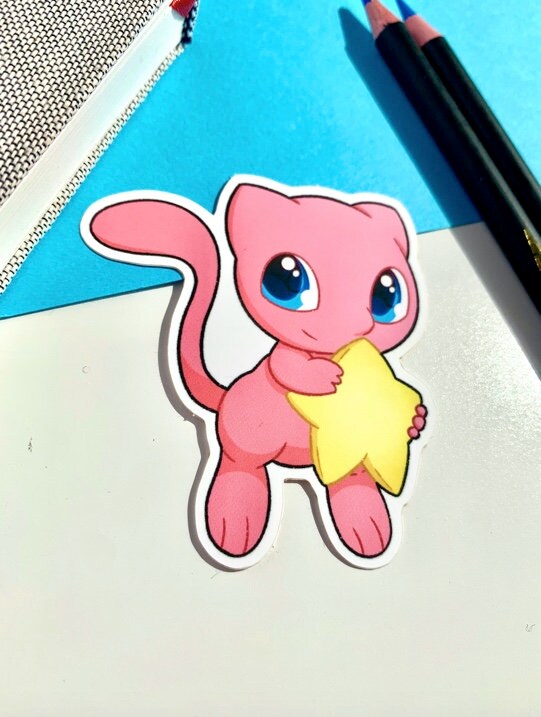 Mew Star Vinyl Sticker - Pokemon Sticker - Weatherproof Die Cut Sticker - Cute Pokemon Sticker