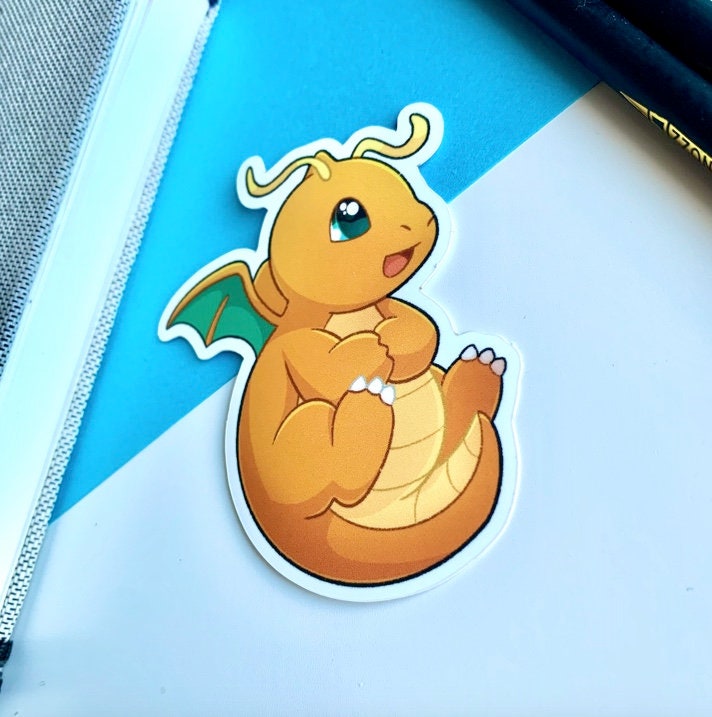 Dragonite Vinyl Sticker - Pokemon Sticker - Weatherproof Die Cut Sticker - Cute Pokemon Sticker