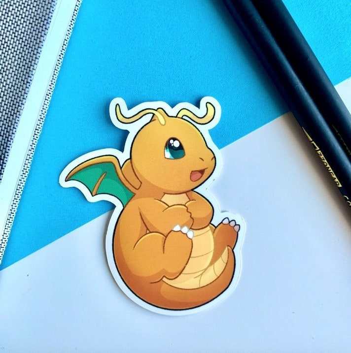 Dragonite Vinyl Sticker - Pokemon Sticker - Weatherproof Die Cut Sticker - Cute Pokemon Sticker