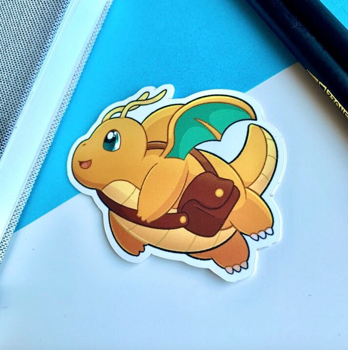 Dragonite Delivery Vinyl Sticker - Pokemon Sticker - Weatherproof Die Cut Sticker - Cute Pokemon Sticker