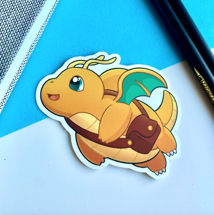 Dragonite Delivery Vinyl Sticker - Pokemon Sticker - Weatherproof Die Cut Sticker - Cute Pokemon Sticker