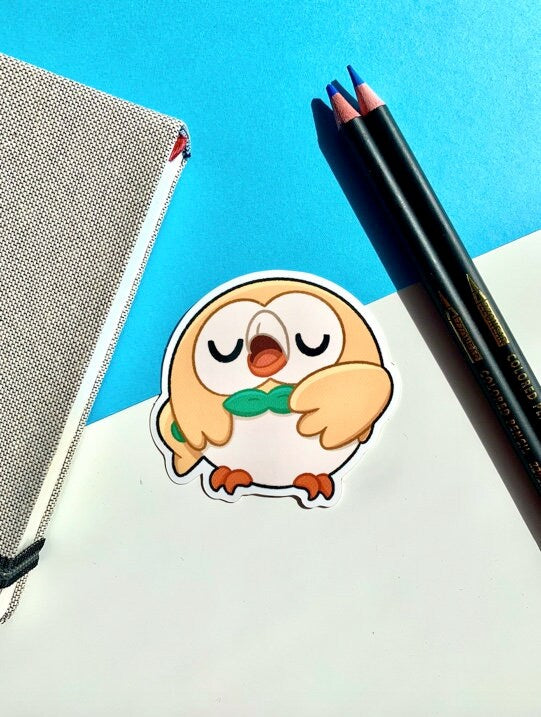 Rowlet Vinyl Sticker Set - Pokemon Sticker - Weatherproof Die Cut Sticker - Cute Pokemon Sticker