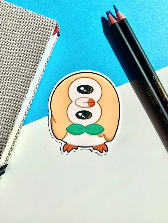 Rowlet Vinyl Sticker Set - Pokemon Sticker - Weatherproof Die Cut Sticker - Cute Pokemon Sticker