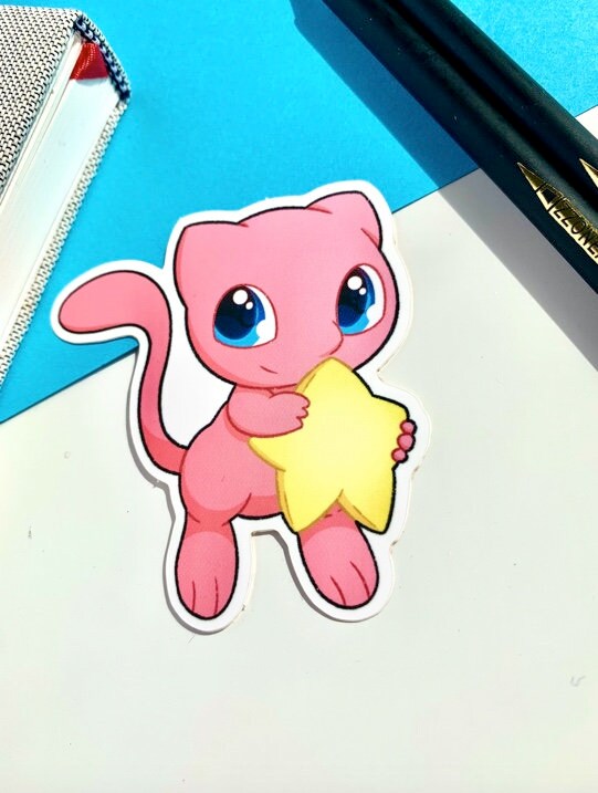 Mew Star Vinyl Sticker - Pokemon Sticker - Weatherproof Die Cut Sticker - Cute Pokemon Sticker