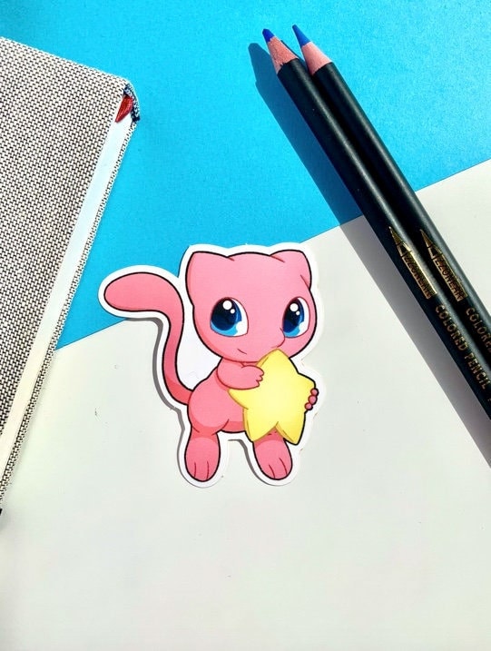 Mew Star Vinyl Sticker - Pokemon Sticker - Weatherproof Die Cut Sticker - Cute Pokemon Sticker