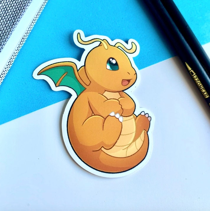 Dragonite Vinyl Sticker - Pokemon Sticker - Weatherproof Die Cut Sticker - Cute Pokemon Sticker