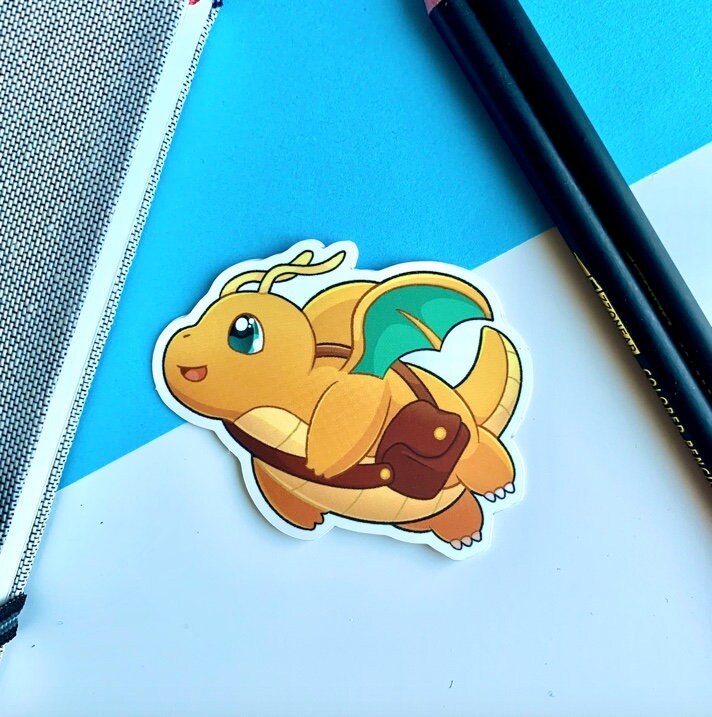 Dragonite Delivery Vinyl Sticker - Pokemon Sticker - Weatherproof Die Cut Sticker - Cute Pokemon Sticker