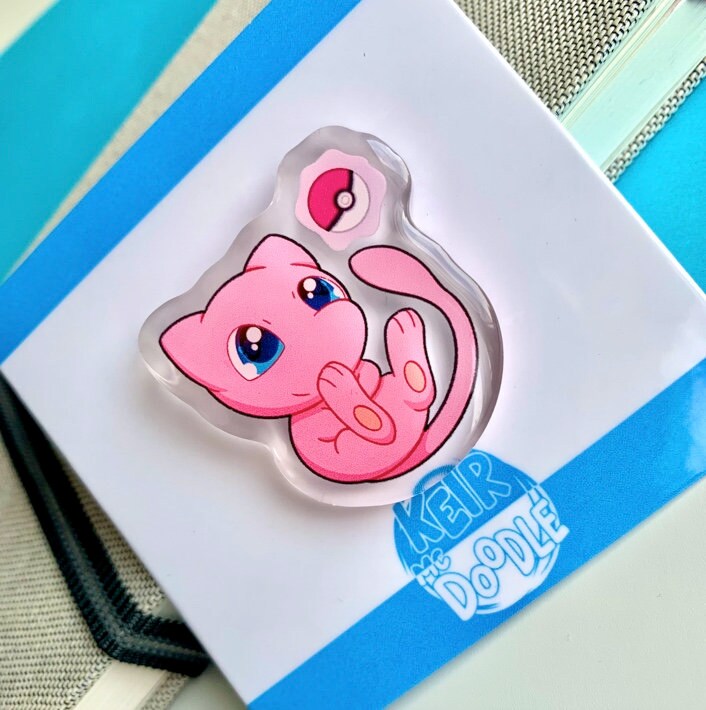 Mew Acrylic Pin - Pokemon Acrylic Pin - Cute Acrylic Lapel Pin - Pokemon Pin - Cute Accessories