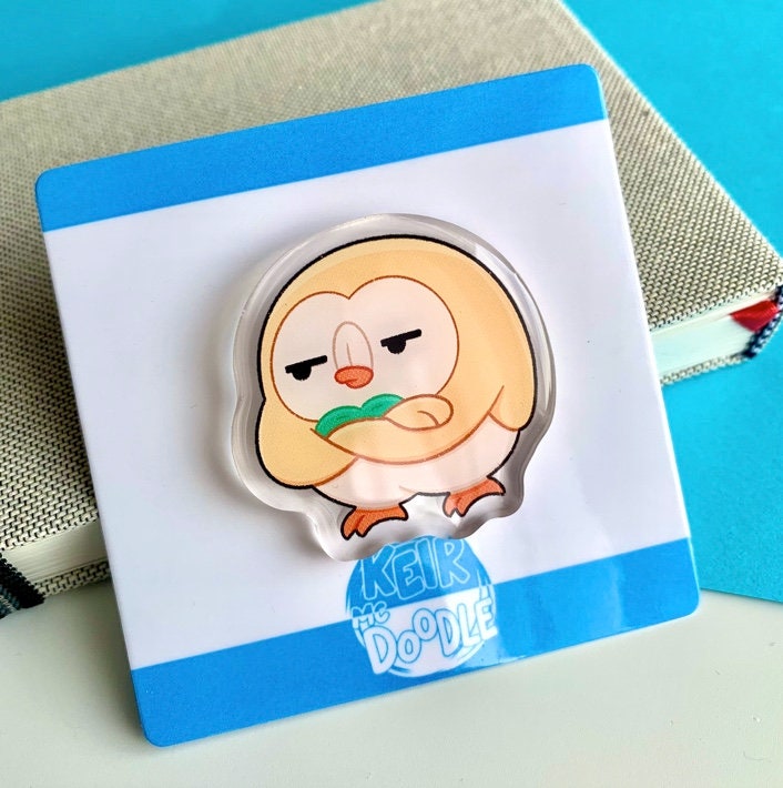 Rowlet Acrylic Pin - Pokemon Acrylic Pin - Cute Acrylic Lapel Pin - Pokemon Pin - Cute Accessories