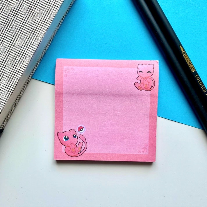 Mew Sticky Memopad - Cute Desk Memopads - Kawaii Memopads - Pokemon Stationary - Cute Stationary - Kawaii Stationery