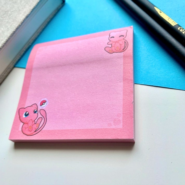 Mew Sticky Memopad - Cute Desk Memopads - Kawaii Memopads - Pokemon Stationary - Cute Stationary - Kawaii Stationery