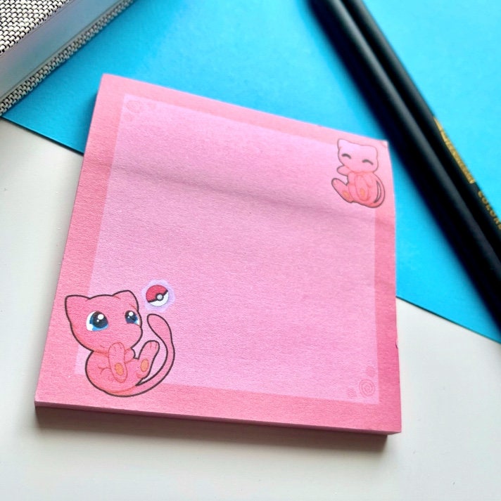 Mew Sticky Memopad - Cute Desk Memopads - Kawaii Memopads - Pokemon Stationary - Cute Stationary - Kawaii Stationery