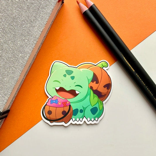 Bulbasaur Halloween Vinyl Sticker - Pokemon Sticker - Weatherproof Die Cut Sticker - Cute Pokemon Sticker