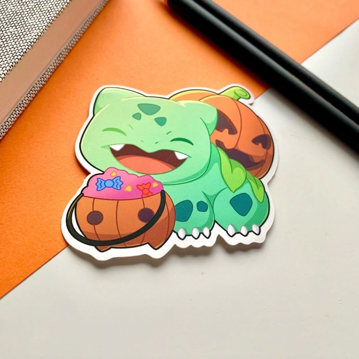 Bulbasaur Halloween Vinyl Sticker - Pokemon Sticker - Weatherproof Die Cut Sticker - Cute Pokemon Sticker