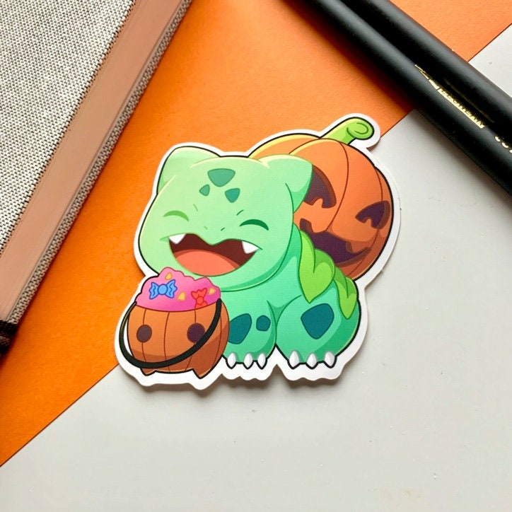 Bulbasaur Halloween Vinyl Sticker - Pokemon Sticker - Weatherproof Die Cut Sticker - Cute Pokemon Sticker