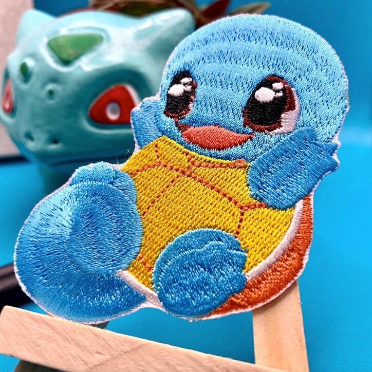 Squirtle Embroidered Iron On Patch - Pokemon Embroidered Iron On Patch - Cute Pokemon Patch